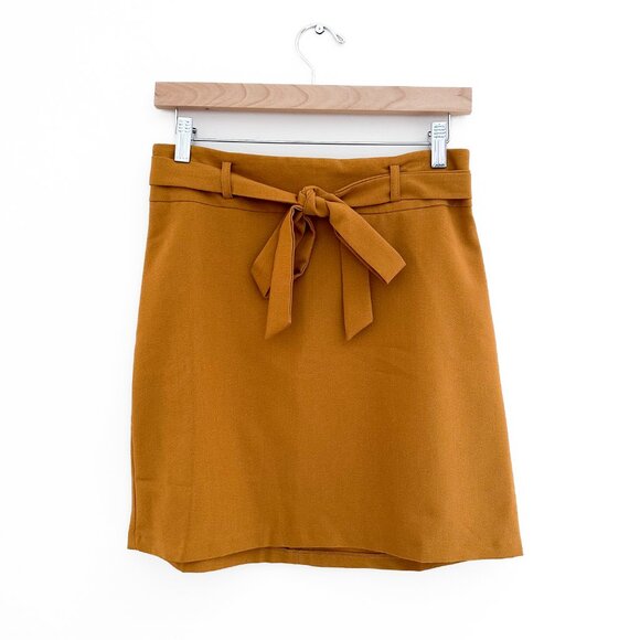 ASOS Mini Mustard Yellow Orange Gold Bow Tie Skirt - Size 4 (Small) - Picture 1 of 11